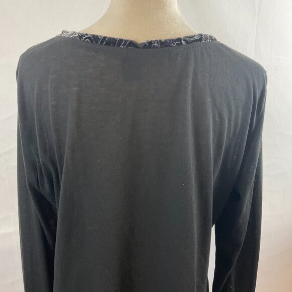 Aratta Silent Gourney Top XL Black Embroidered Purple Green Blue Floral - Picture 11 of 13